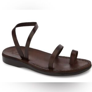 Jerusalem Ella Leather Ankle Strap Flat Sandal